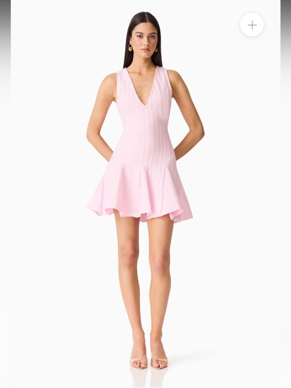 elliatt marla pink v-neck fit & flare double knit mini dress size small NEW